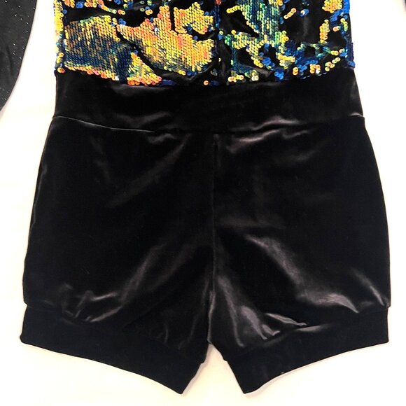 Weissman Adult Dance Costume Jazz Sequin Tap Romper Shorts MA Back Velvet - Picture 7 of 11
